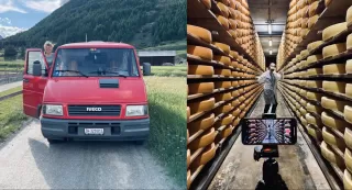 Das Produktionsauto und ein Käserei von innen